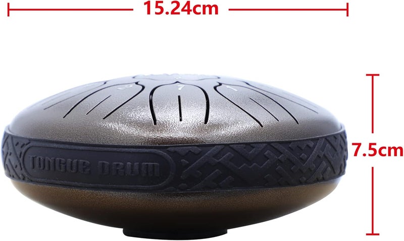 Rayzm Steel Tongue Drum, 6 inches 11 Notes Handpan Tank Drum Kit, Carbon Steel D-Key Percussion Instrument - Image 3